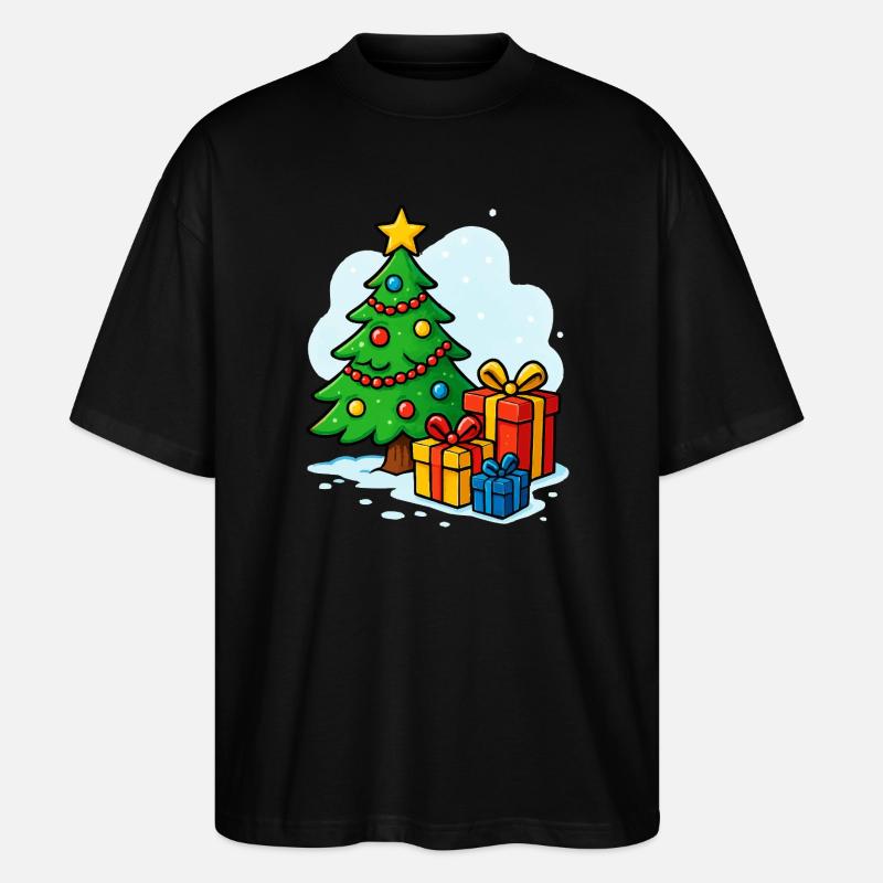 Weihnachtsbaum Cartoon Geschenke - Stanley/Stella Oversized Unisex Bio T-Shirt Blaster 2.0 - Schwarz