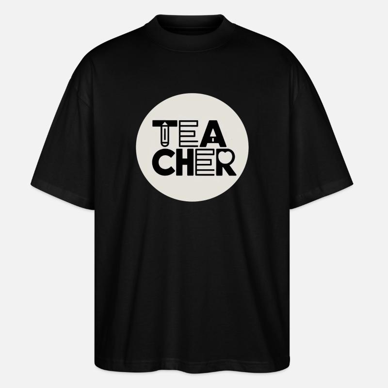 Lehrerdesign mit Bleistift-Typografie - Stanley/Stella Oversized Unisex Bio T-Shirt Blaster 2.0 - Schwarz