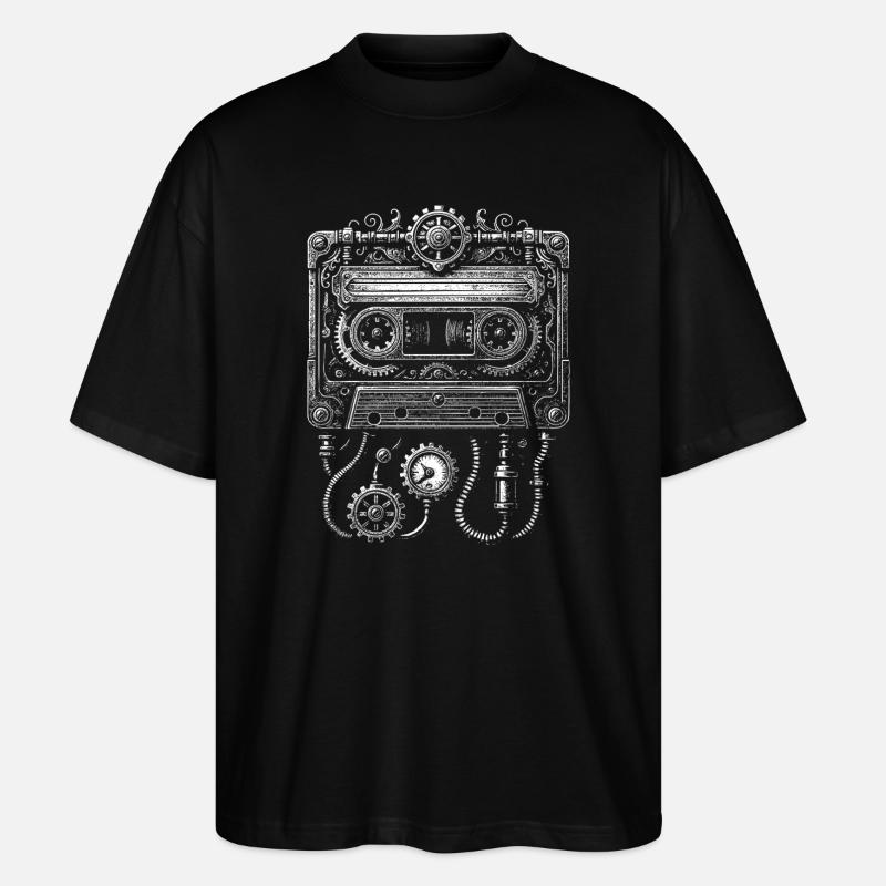 Steampunk Kassette Uhrwerk - Stanley/Stella Oversized Unisex Bio T-Shirt Blaster 2.0 - Schwarz