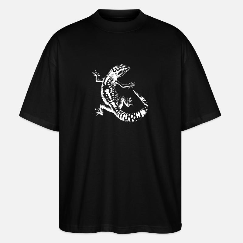 Schwarzweiß Echse Silhouette Leopardgecko - Stanley/Stella Oversized Unisex Bio T-Shirt Blaster 2.0 - Schwarz