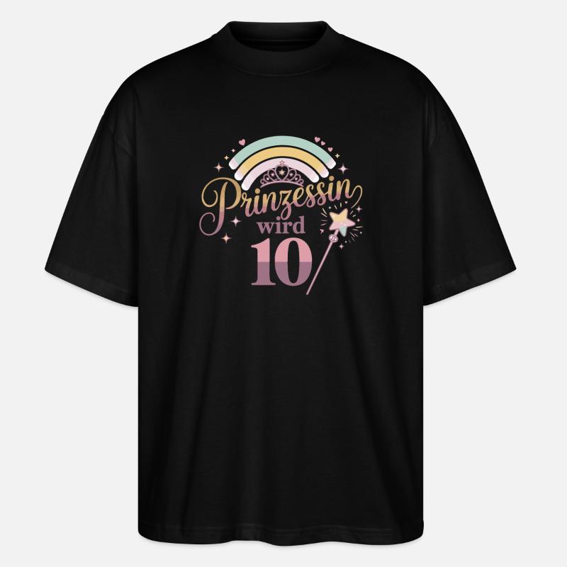 Prinzessin wird 10 – Regenbogenzauber - Stanley/Stella Oversized Unisex Bio T-Shirt Blaster 2.0 - Schwarz