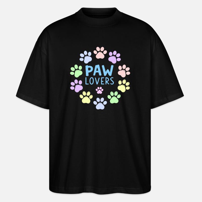 PAW LOVERS Bleu Pattes Pastel - T-shirt bio Blaster 2.0 coupe oversize Stanley/Stella Unisexe - noir