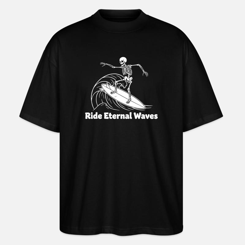 Skeleton Surfer Vagues éternelles - T-shirt bio Blaster 2.0 coupe oversize Stanley/Stella Unisexe - noir