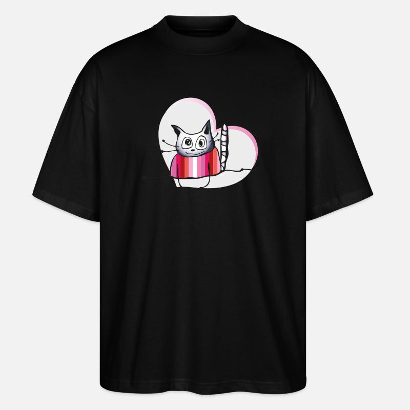 Lesbian Cat - Stanley/Stella Oversized Unisex Bio T-Shirt Blaster 2.0 - Schwarz
