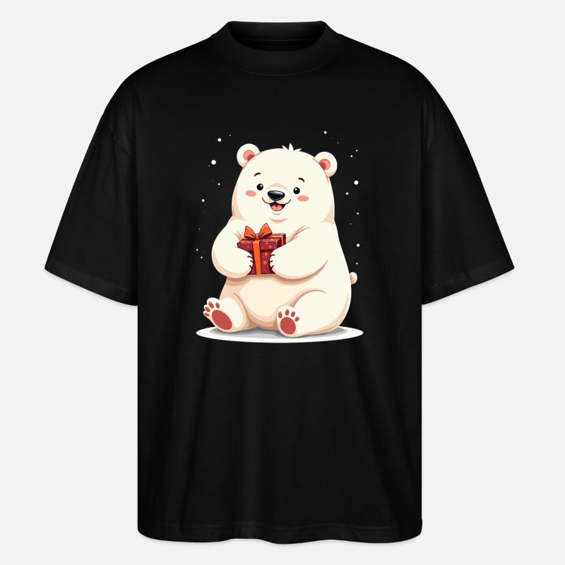 Niedlicher Eisbär mit Geschenkillustration - Stanley/Stella Oversized Unisex Bio T-Shirt Blaster 2.0 - Schwarz