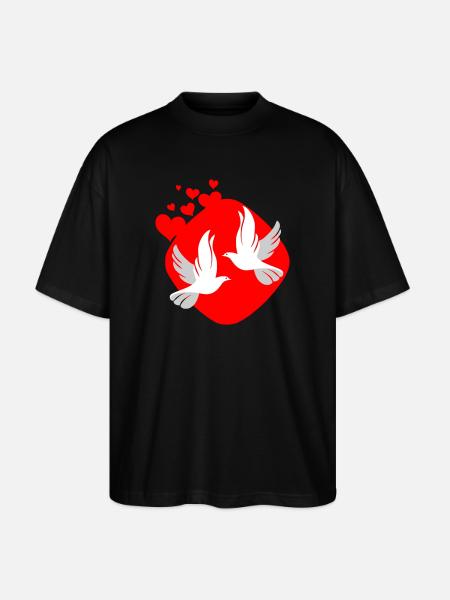 Dove of love on red background - Stanley/Stella Oversized Unisex Organic T-shirt Blaster 2.0 - black