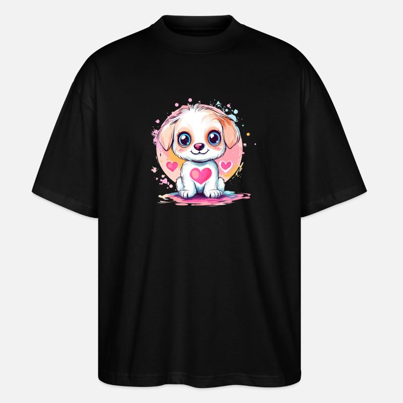 Kleiner Herzliebling Welpe - Stanley/Stella Oversized Unisex Bio T-Shirt Blaster 2.0 - Schwarz
