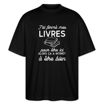 Livres qui me forment ici - T-shirt bio Blaster 2.0 coupe oversize Stanley/Stella Unisexe - noir - Devant - Alina (178cm) & Michal (187cm)