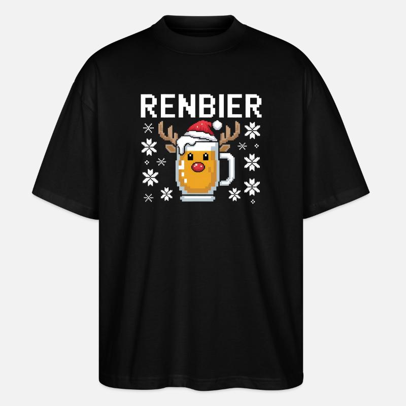 Weihnachtsbier Rentierbecher - Stanley/Stella Oversized Unisex Bio T-Shirt Blaster 2.0 - Schwarz