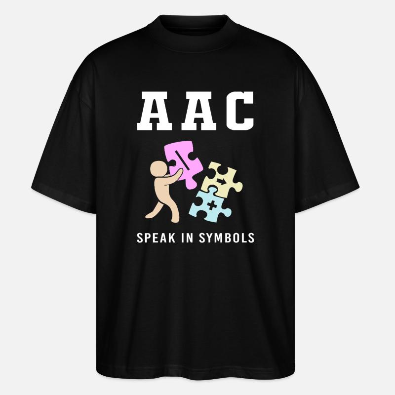AAC Communication Sign Language SLP - Stanley/Stella Oversized Unisex Organic T-shirt Blaster 2.0 - black