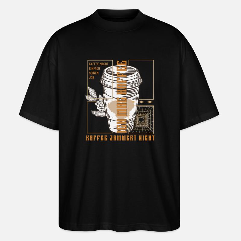 Kaffee Macht Einfach Seinen Job Retro - Stanley/Stella Oversized Unisex Bio T-Shirt Blaster 2.0 - Schwarz