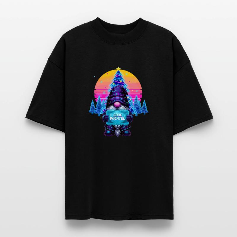 Cyberpunk Code Gnome - Synthwave Noël Nerd T-shirt bio Blaster 2.0 coupe oversize Stanley/Stella Unisexe