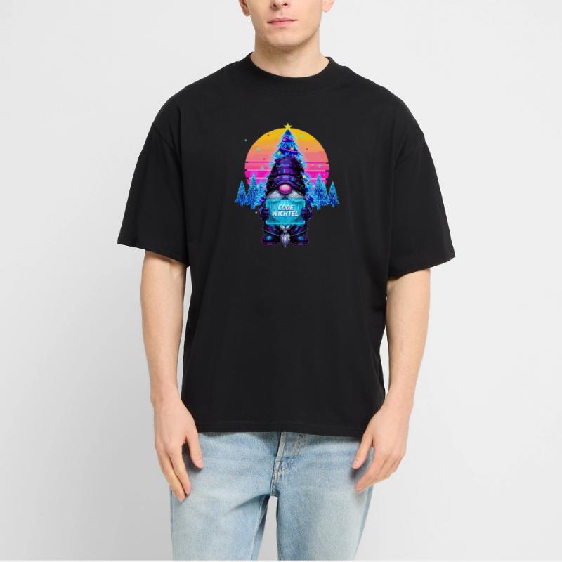 Cyberpunk Code Gnome - Synthwave Noël Nerd T-shirt bio Blaster 2.0 coupe oversize Stanley/Stella Unisexe