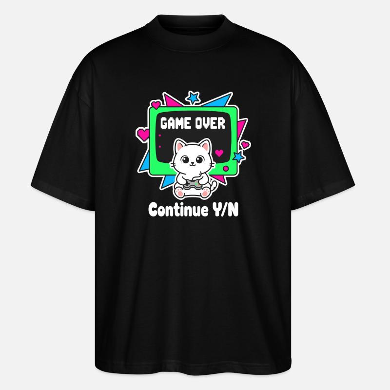 Retro Cats Controller Game Over - Stanley/Stella Oversized Unisex Organic T-shirt Blaster 2.0 - black