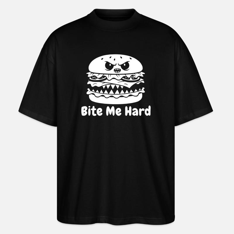 Angry hamburger bite design - Stanley/Stella Oversized Unisex Organic T-shirt Blaster 2.0 - black