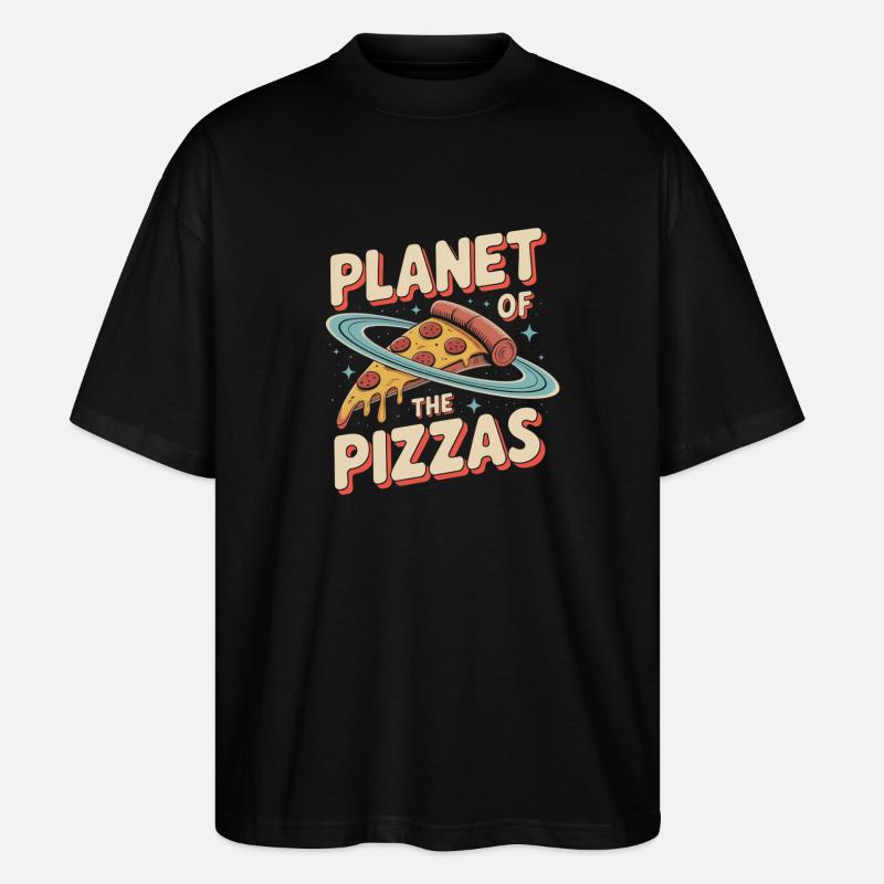 La planète des pizzas - Retro Pizza - T-shirt bio Blaster 2.0 coupe oversize Stanley/Stella Unisexe - noir
