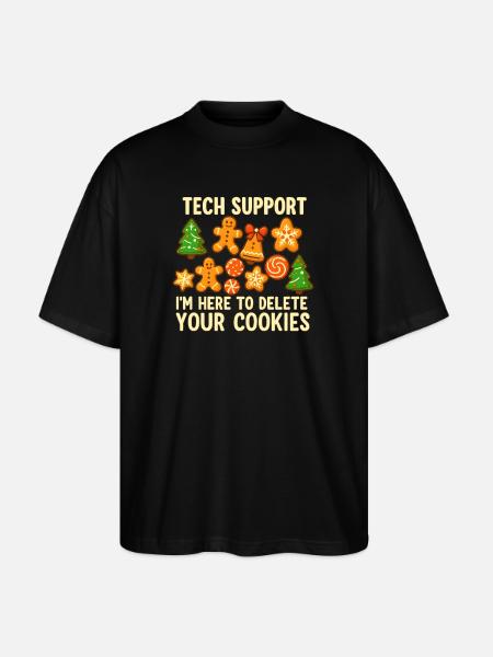 Support technique Cookie Noël Mème - T-shirt bio Blaster 2.0 coupe oversize Stanley/Stella Unisexe - noir