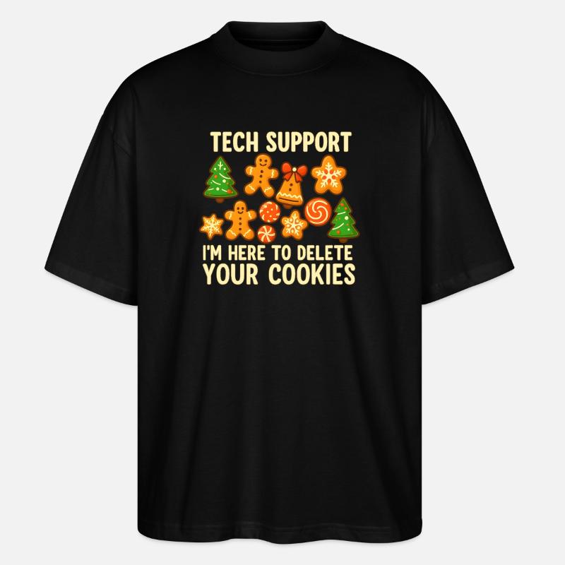 Support technique Cookie Noël Mème - T-shirt bio Blaster 2.0 coupe oversize Stanley/Stella Unisexe - noir
