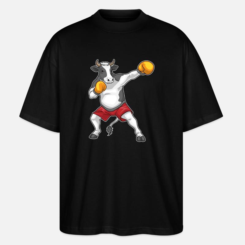 Kuh Boxer Boxhandschuhe Boxen - Stanley/Stella Oversized Unisex Bio T-Shirt Blaster 2.0 - Schwarz