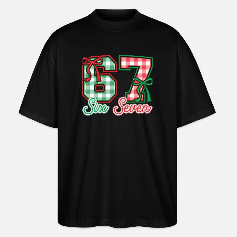 Festliche 67 Gingham-Bögen - Stanley/Stella Oversized Unisex Bio T-Shirt Blaster 2.0 - Schwarz