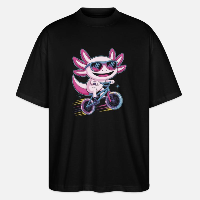 Kleiner Drachen Rennradheld Axolotl - Stanley/Stella Oversized Unisex Bio T-Shirt Blaster 2.0 - Schwarz