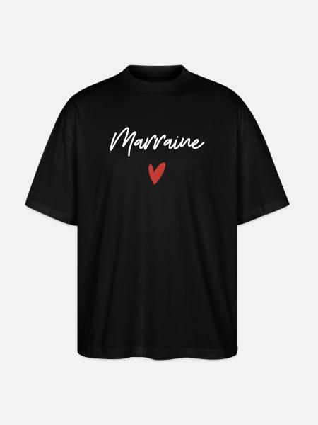 Marraine coeur idée cadeau - T-shirt bio Blaster 2.0 coupe oversize Stanley/Stella Unisexe - noir