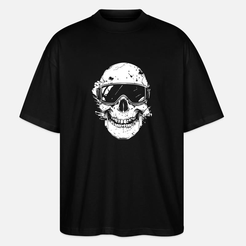 Schädel im Helm mit Brille - Stanley/Stella Oversized Unisex Bio T-Shirt Blaster 2.0 - Schwarz