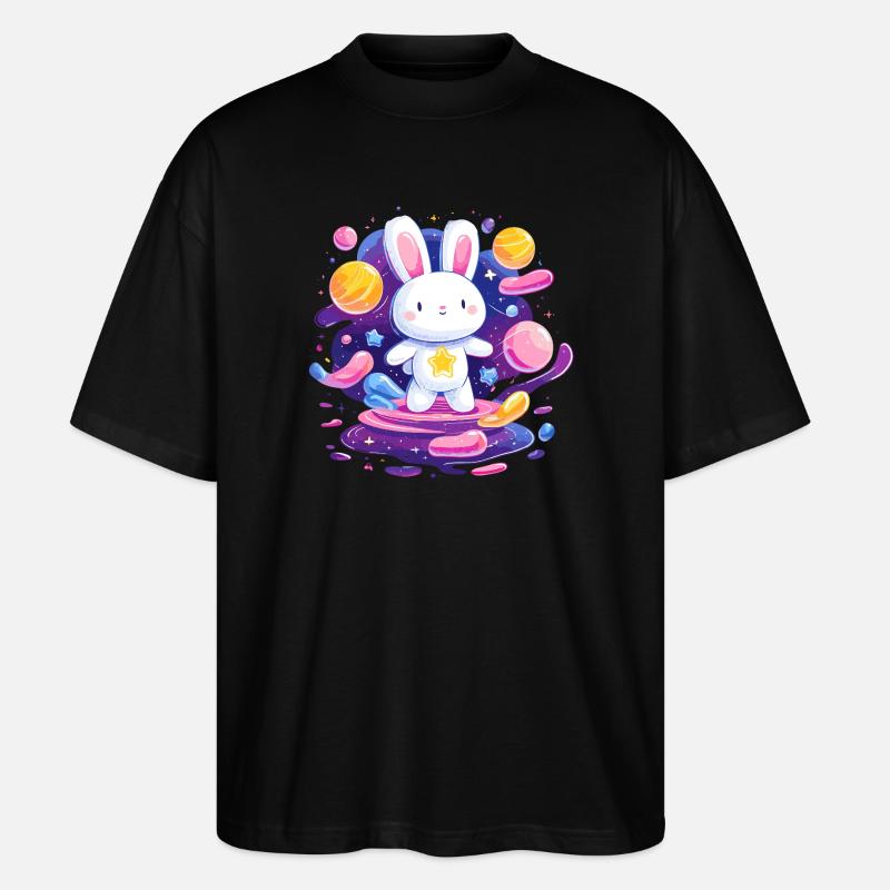 Kosmischer Hase Sternenflug - Stanley/Stella Oversized Unisex Bio T-Shirt Blaster 2.0 - Schwarz