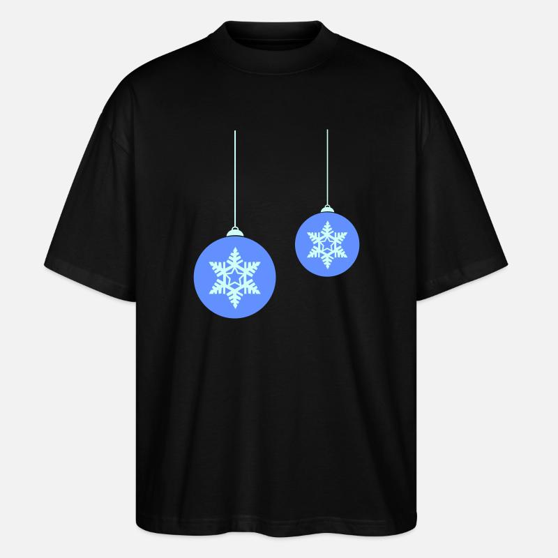 Weihnachtskugel Schneeflocken Blau Ornament - Stanley/Stella Oversized Unisex Bio T-Shirt Blaster 2.0 - Schwarz