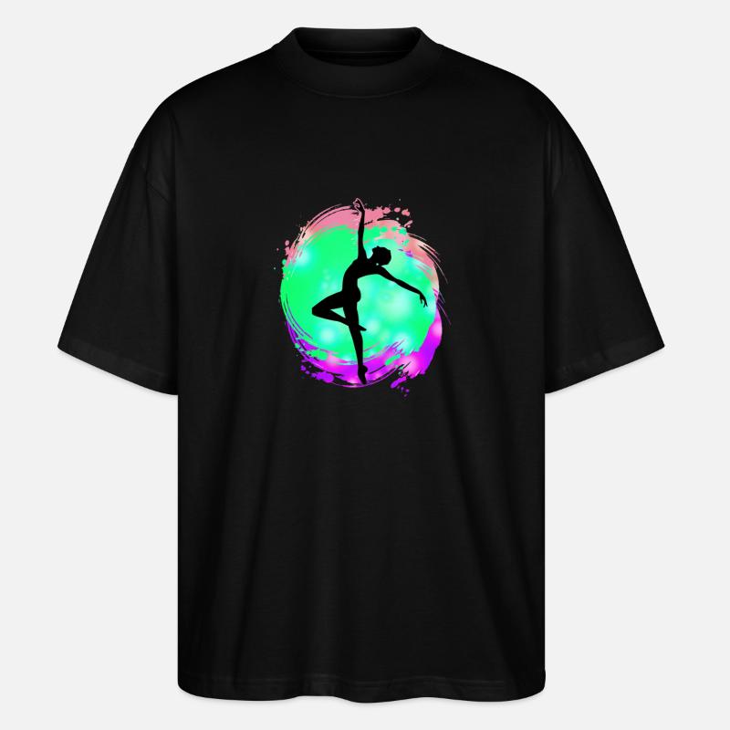 Tänzerin Silhouette Neon-Splash - Stanley/Stella Oversized Unisex Bio T-Shirt Blaster 2.0 - Schwarz