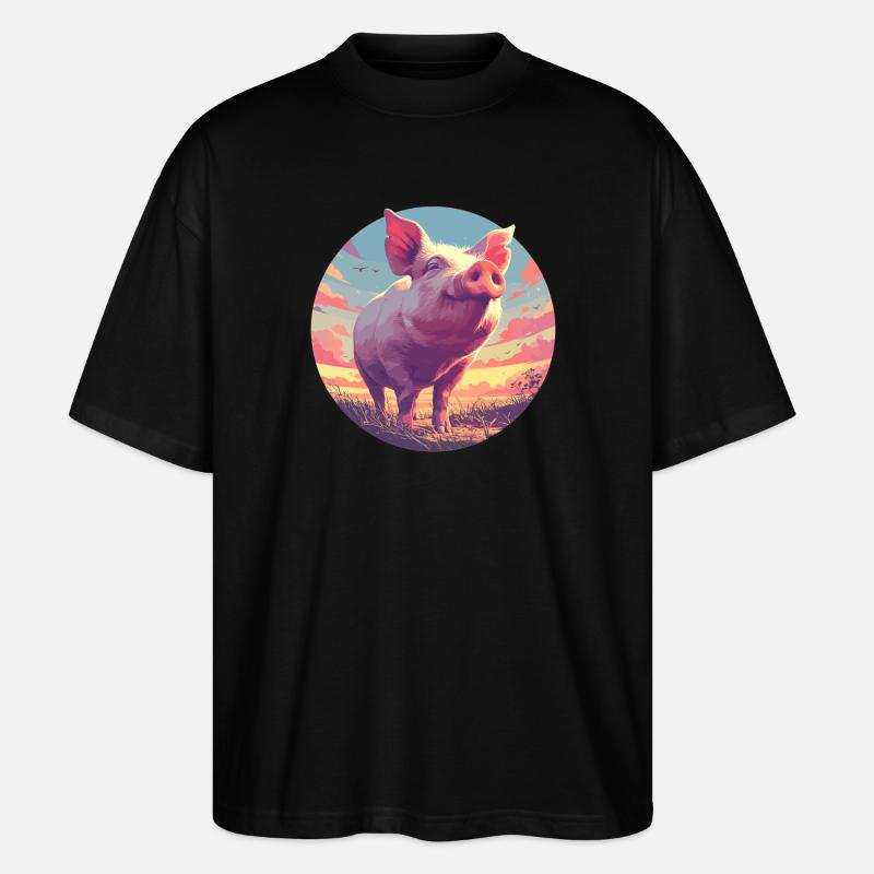 Schweine Schwein - Stanley/Stella Oversized Unisex Bio T-Shirt Blaster 2.0 - Schwarz