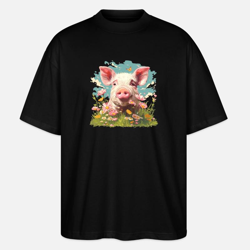 Schweine Schwein - Stanley/Stella Oversized Unisex Bio T-Shirt Blaster 2.0 - Schwarz