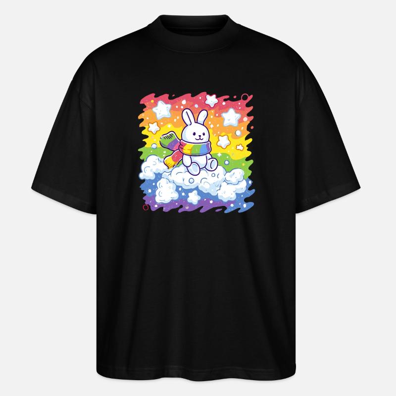 Regenbogenhase auf Wolke - Stanley/Stella Oversized Unisex Bio T-Shirt Blaster 2.0 - Schwarz