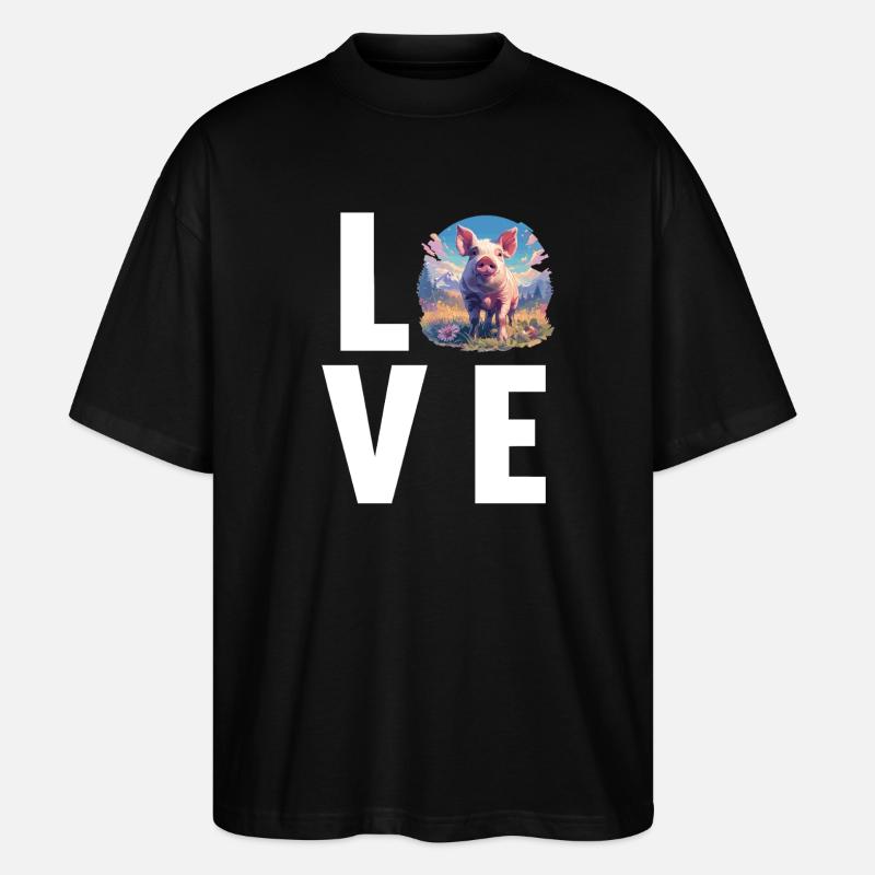 Schweine Schwein - Stanley/Stella Oversized Unisex Bio T-Shirt Blaster 2.0 - Schwarz