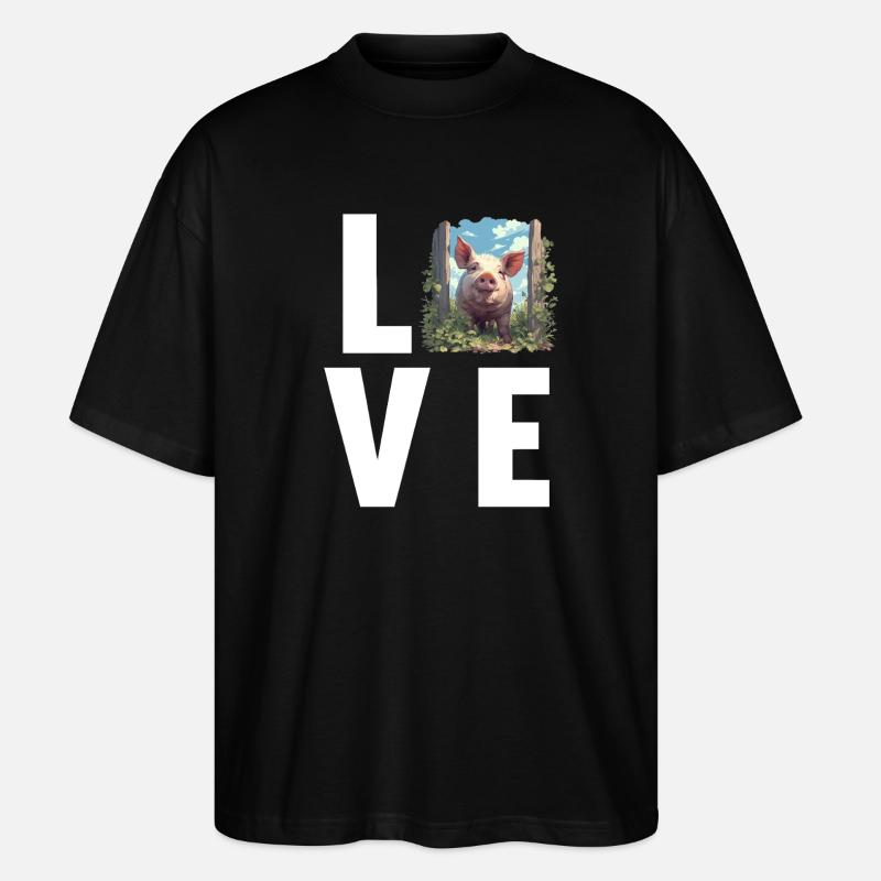 Schweine Schwein - Stanley/Stella Oversized Unisex Bio T-Shirt Blaster 2.0 - Schwarz