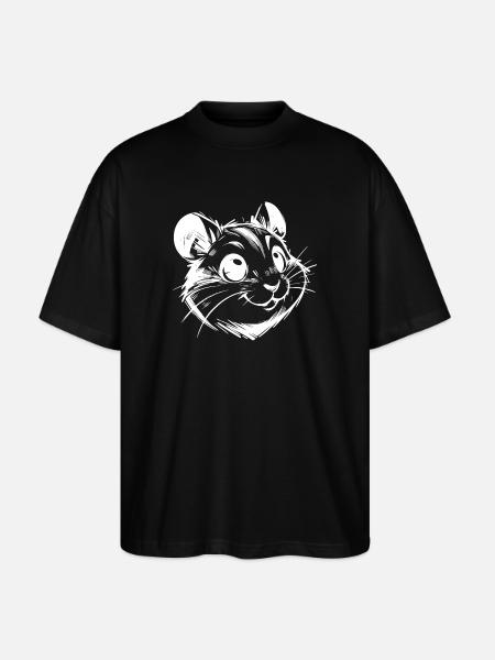 Cute hamster with cheerful, lively eyes - Stanley/Stella Oversized Unisex Organic T-shirt Blaster 2.0 - black