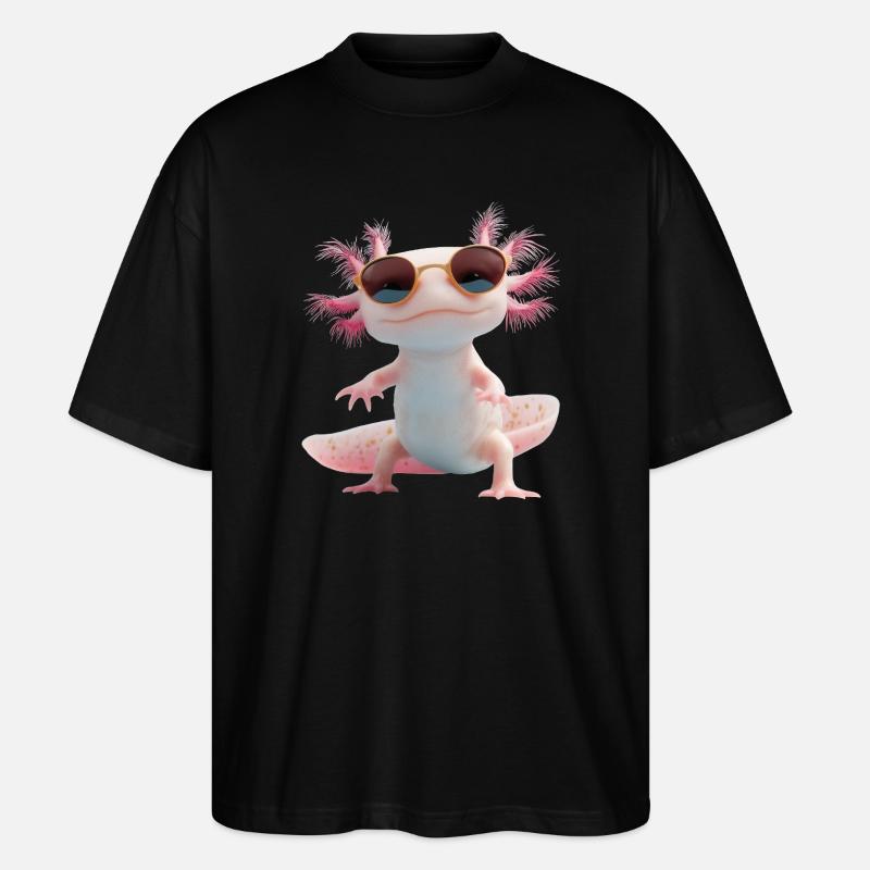 Axolotl avec lunettes de soleil - T-shirt bio Blaster 2.0 coupe oversize Stanley/Stella Unisexe - noir