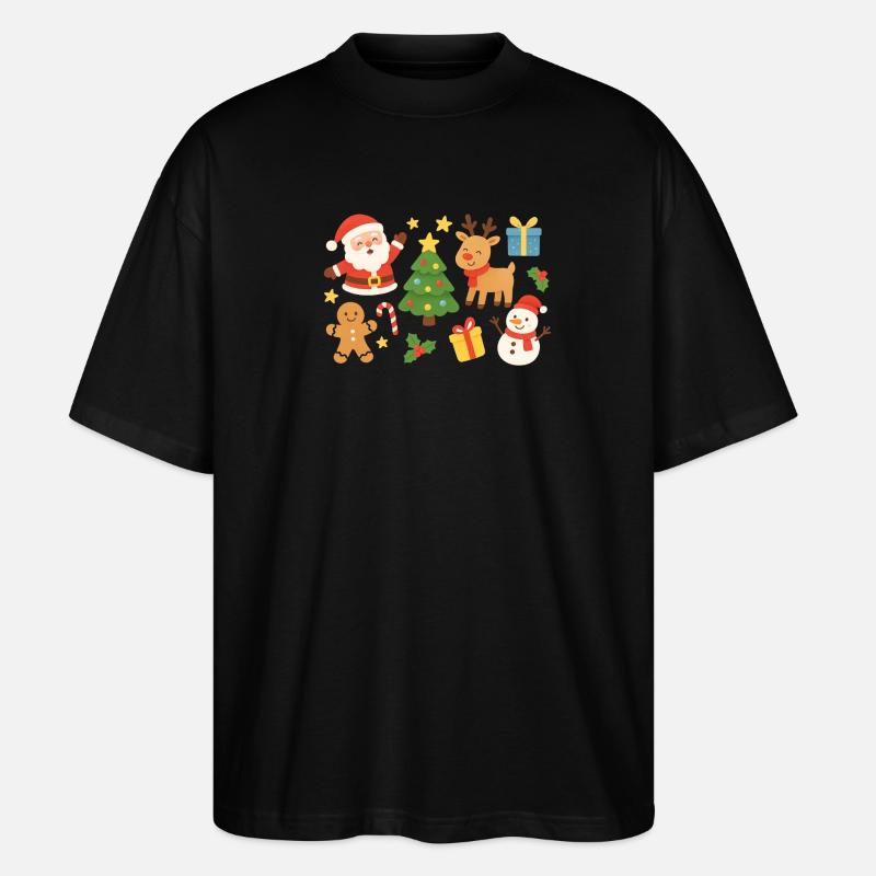 Christmas Magic Santa Reindeer Tree - Stanley/Stella Oversized Unisex Organic T-shirt Blaster 2.0 - black
