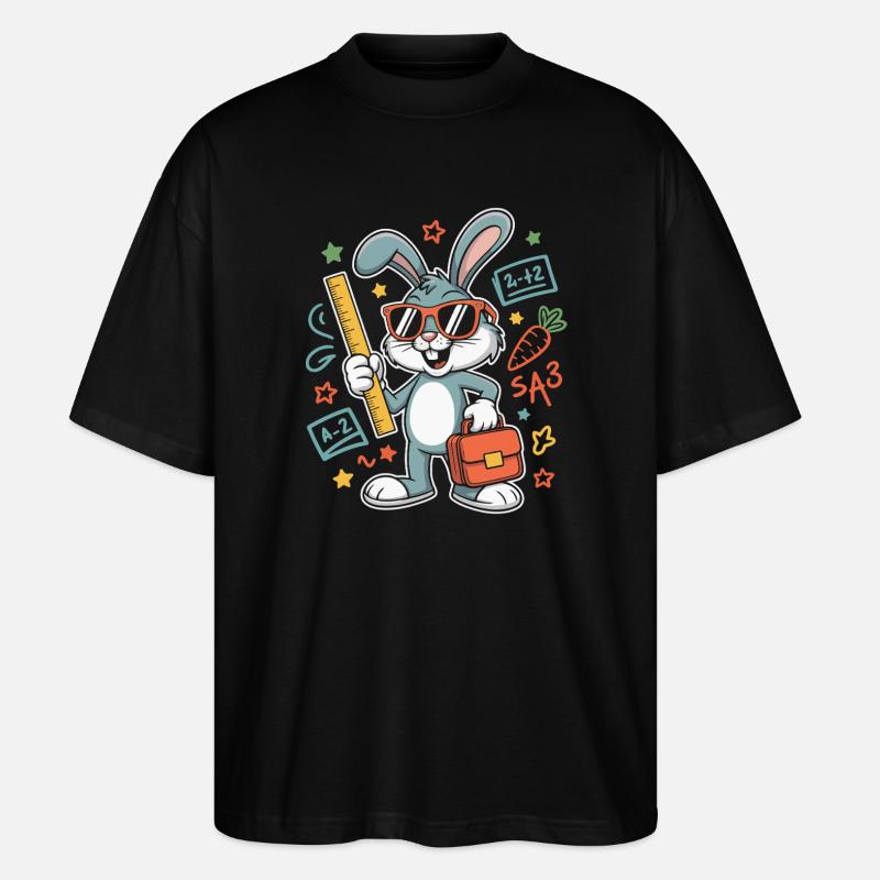 Mathe Hase Brille Koffer - Stanley/Stella Oversized Unisex Bio T-Shirt Blaster 2.0 - Schwarz