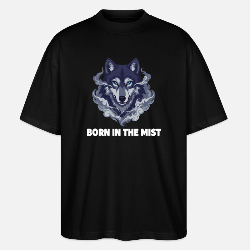 Nebelwolf: Wolfkopf im Dunst - Stanley/Stella Oversized Unisex Bio T-Shirt Blaster 2.0 - Schwarz