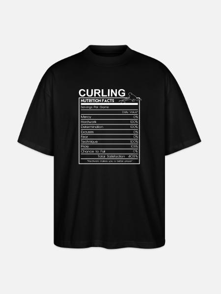 Informazioni nutrizionali sul curling Divertente giocatore di curling Desig - Maglietta articolo ecologico Unisex vestibilità oversize Stanley/Stella Blaster 2.0 - nero