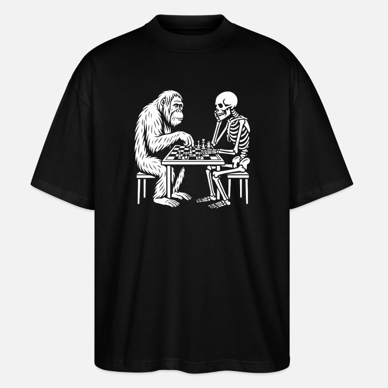 Primaten-gegen-Skelett-Schachduell - Stanley/Stella Oversized Unisex Bio T-Shirt Blaster 2.0 - Schwarz