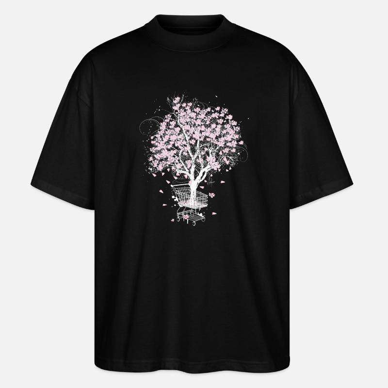 Kirschblütenbaum im Einkaufswagen - Stanley/Stella Oversized Unisex Bio T-Shirt Blaster 2.0 - Schwarz