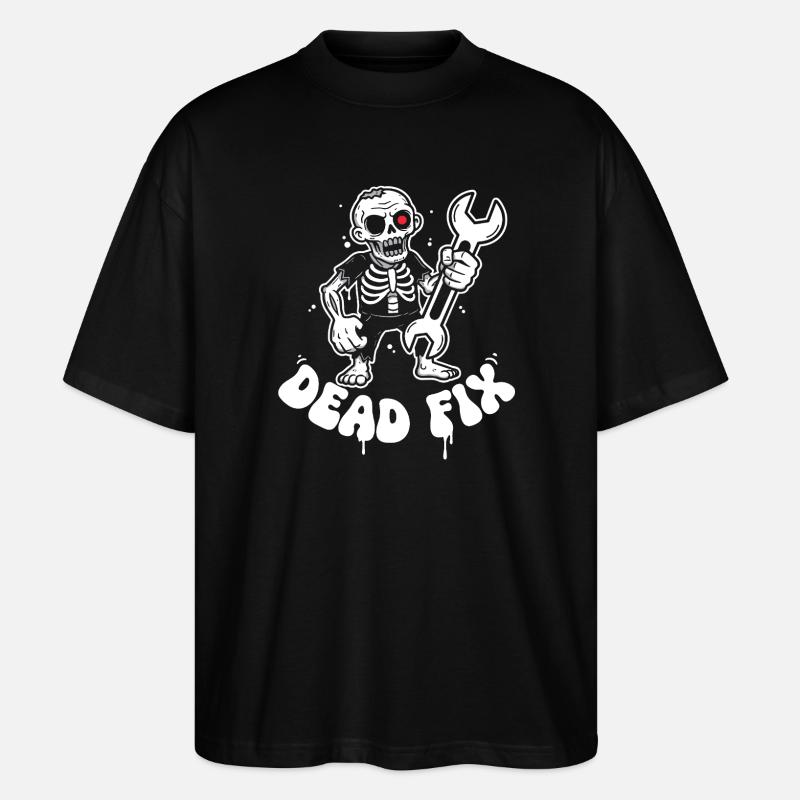 Skelett mit Schraubenschlüssel - Stanley/Stella Oversized Unisex Bio T-Shirt Blaster 2.0 - Schwarz