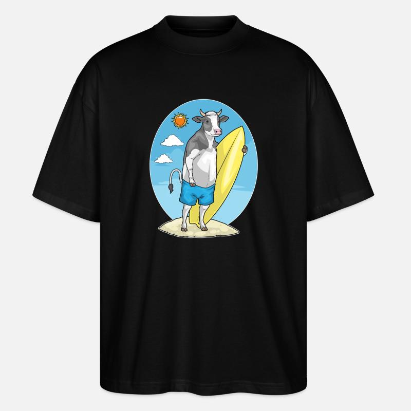 Kuh Strand Surfbrett Sommer - Stanley/Stella Oversized Unisex Bio T-Shirt Blaster 2.0 - Schwarz