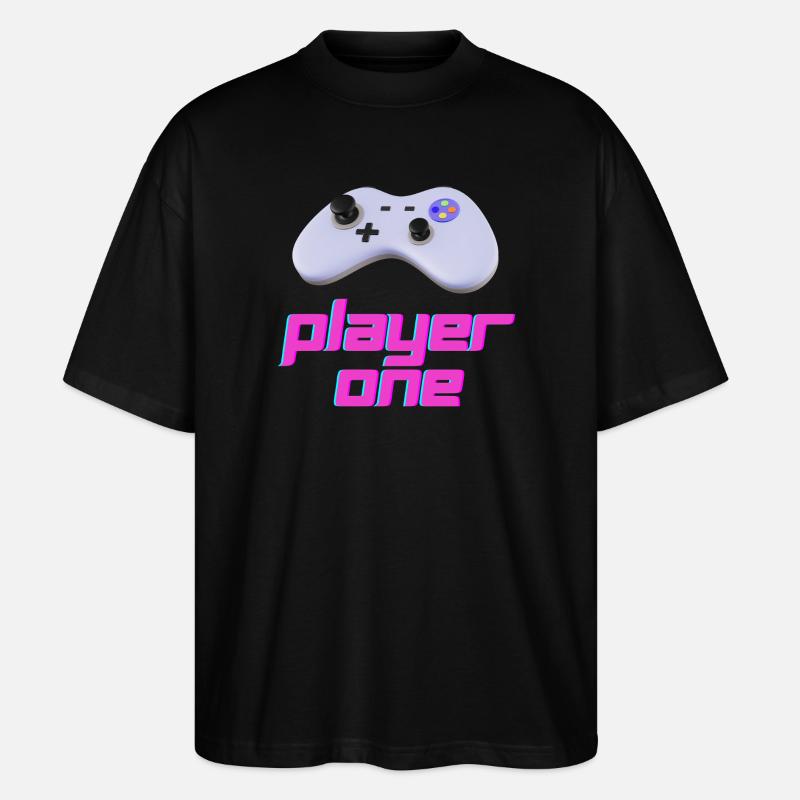 Neon Retro Controller Player One - Stanley/Stella Oversized Unisex Organic T-shirt Blaster 2.0 - black
