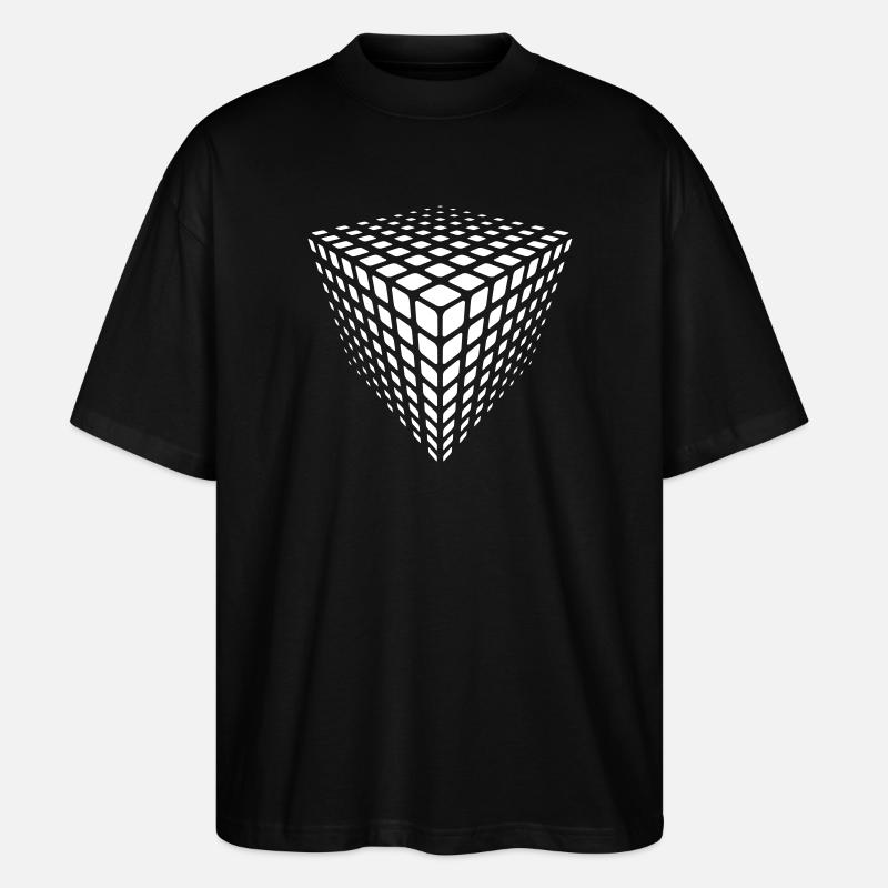 Monochrome Grid Cube Illusion - Stanley/Stella Oversized Unisex Organic T-shirt Blaster 2.0 - black
