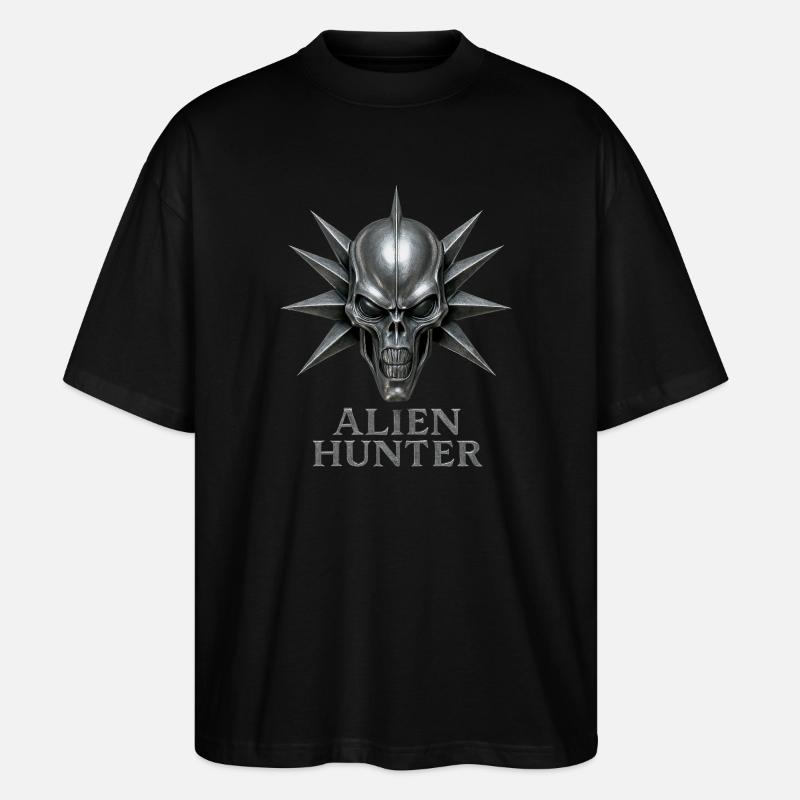 Alien Hunter Schädel-Emblem - Stanley/Stella Oversized Unisex Bio T-Shirt Blaster 2.0 - Schwarz