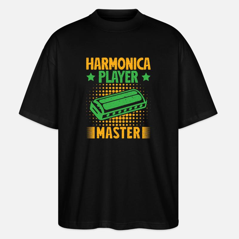 Funny Harmonica Player Master Harmonica - Stanley/Stella Oversized Unisex Organic T-shirt Blaster 2.0 - black