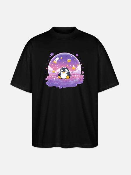 Pinguin im Sternensiegel - Stanley/Stella Oversized Unisex Bio T-Shirt Blaster 2.0 - Schwarz